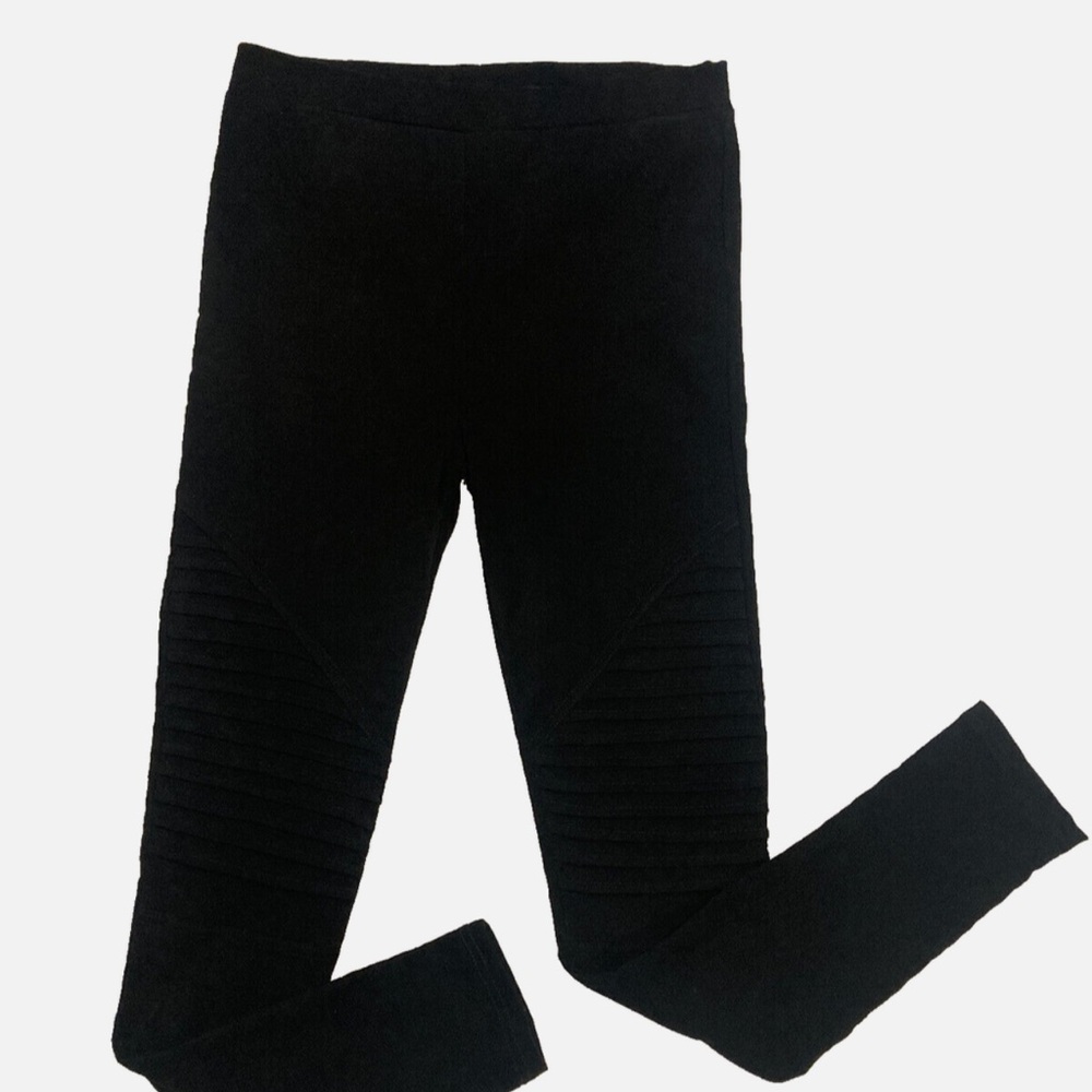 Venti6 Black Moto Leggings Faux Suede